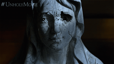 Woman Statue With Hole In Eye #Unholymovie GIF