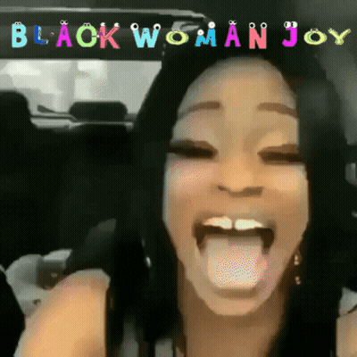 Woman Sticking Tongue Out In Front Of Black Woman Joy Sign GIF