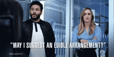 Woman Suggesting Edible Arrangement GIF