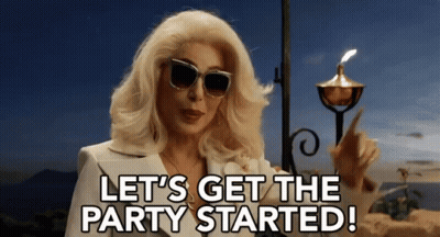 Woman Sunglasses Holding Torch Let's Get Party Started
