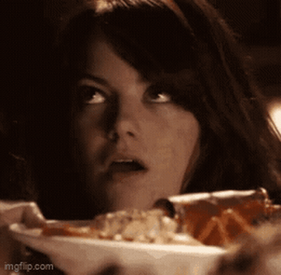 Woman Surprised At Food GIF