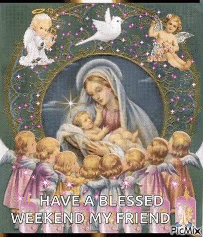 Woman Surrounded By Angels Saying Liebe GIF