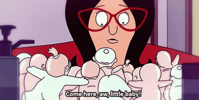 Woman Surrounded By Babies Saying Come Here Aw Little Baby GIF