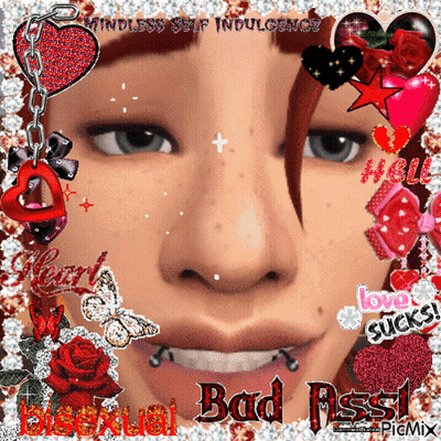 Woman Surrounded By Hearts Bad Ass GIF