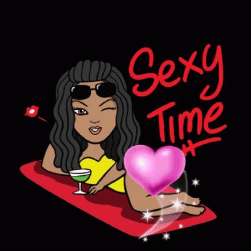 Woman Surrounded By Pink Hearts Sexy Time GIF