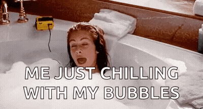 Woman Taking Bath With Bubbles And Radio GIF