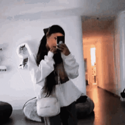 Woman Taking Selfie In Mirror GIF