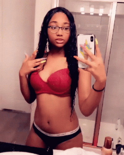 Woman Taking Selfie In Mirror GIF