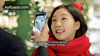 Woman Taking Selfie Saying Count To Three GIF