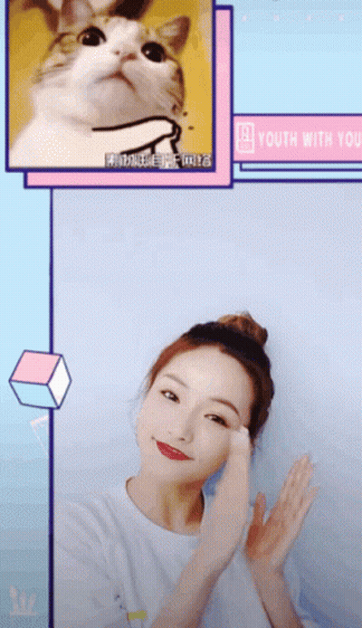 Woman Taking Selfie With Cat Saying Youth With You GIF