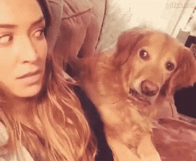 Woman Taking Selfie With Dog GIF