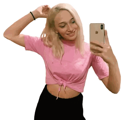 Woman Taking Selfie With IPhone Sticker