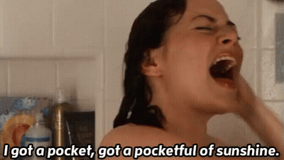 Woman Taking Shower Saying I Got A Pocketful Of Sunshine GIF