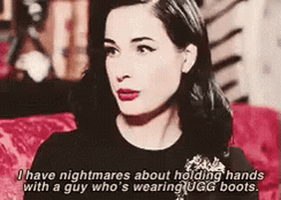 Woman Talking About Holding Hands Guy Ugg Boots GIF