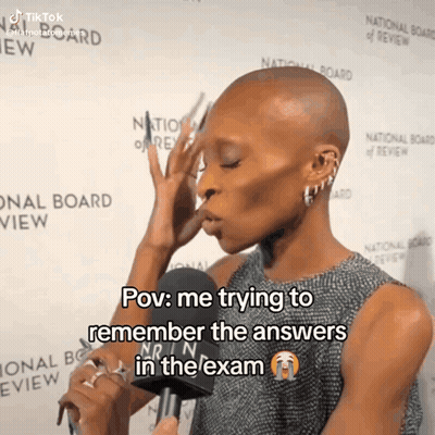 Woman Talking Into Microphone POV Me Trying To Remember Exam Answers GIF