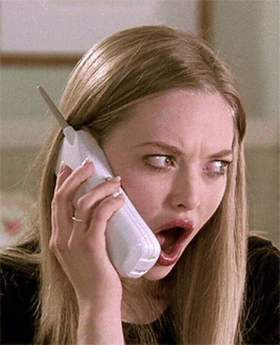 Woman Talking On Cell Phone Mouth Open GIF