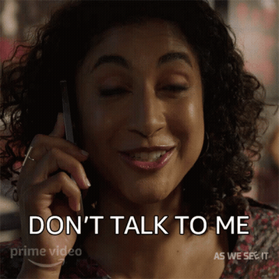 Woman Talking on Cell Phone Saying Don't Talk to Me