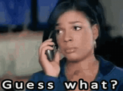 Woman Talking on Cell Phone Saying Guess What