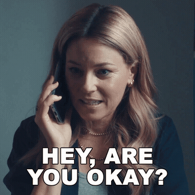 Woman Talking On Cell Phone Saying Hey Are You Okay GIF