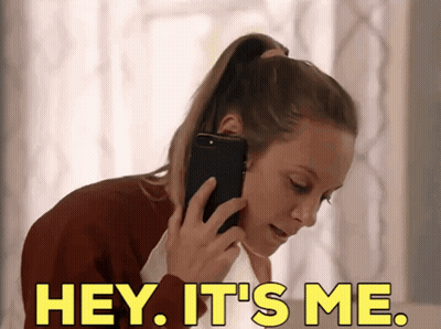Woman Talking On Cell Phone Saying Hey It's Me GIF
