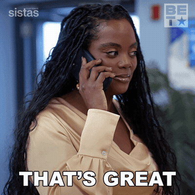 Woman Talking On Cell Phone Saying That's Great GIF