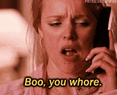 Woman Talking On Cell Phone Says Boo You Whore GIF