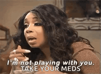 Woman Talking On Cell Phone Says I'm Not Playing With You Take Your Meds GIF
