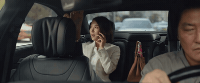 Woman Talking On Phone In Back Seat GIF