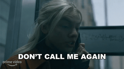 Woman Talking On Phone Saying Don't Call Me Again GIF