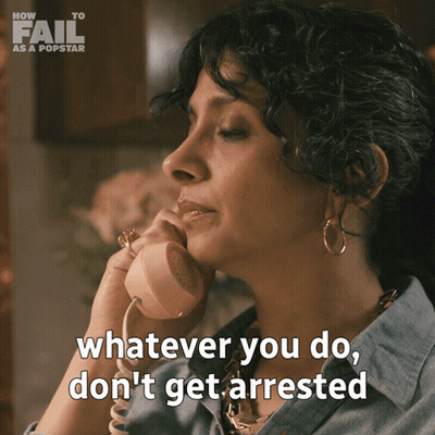 Woman Talking On Phone Whatever You Do Don't Get Arrested GIF