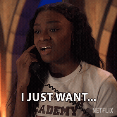 Woman Talking on Phone With I Just Want Academy Shirt