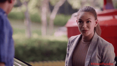Woman Talking To Man In Front Of Car Almost Paradise GIF