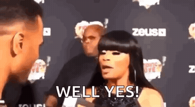 Woman Talking To Man On Red Carpet Says Well Yes GIF