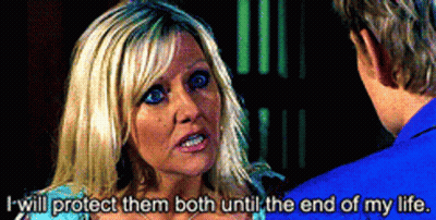 Woman Talking To Man Saying I Will Protect Them Both Until The End Of My Life GIF