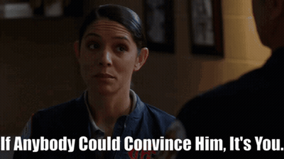 Woman Talking To Man Saying If Anybody Could Convince Him It's You GIF