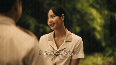 Woman Talking To Man Saying That Was Two Years Ago GIF