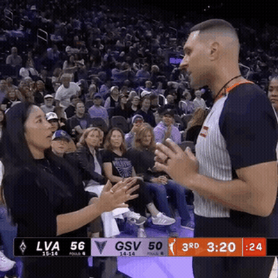 Woman Talking To Referee During Basketball Game GIF