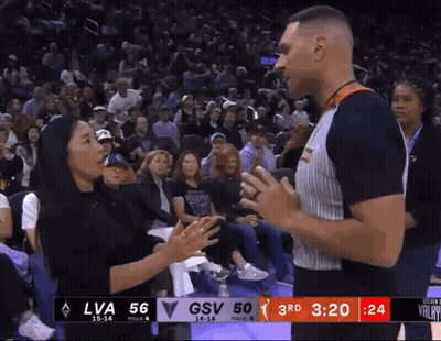 Woman Talks To Referee During Basketball Game GSV Vs UVA GIF