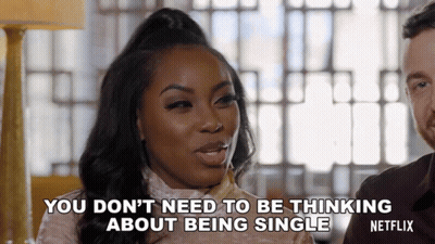 Woman Telling Man Not To Think About Being Single GIF
