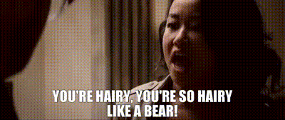 Woman Telling Man You're Hairy Like A Bear GIF