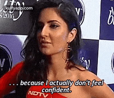 Woman Telling Reporter She Doesn't Feel Confident GIF