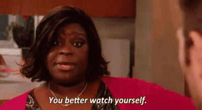 Woman Tells Man You Better Watch Yourself In Kitchen GIF