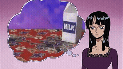 Woman Thinking About Milk Carton In Thought Bubble GIF
