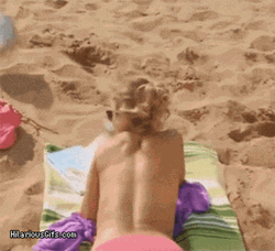 Woman Throwing Ball Funny Beach GIF