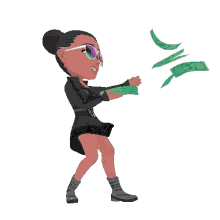 Woman Throwing Money Animated GIF