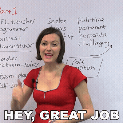 Woman Thumbs Up In Front Of Whiteboard Saying Hey Great Job GIF