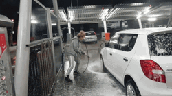 Woman Tire Car Wash GIF