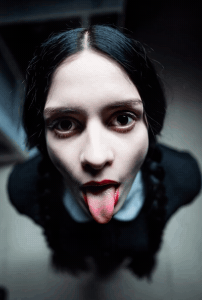 Woman Tongue Out With Blood GIF