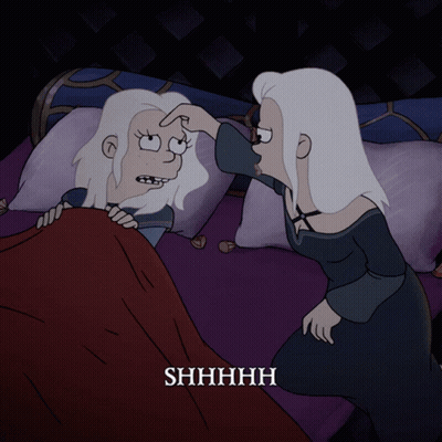 Woman Touching Another's Forehead Saying Shhhh GIF