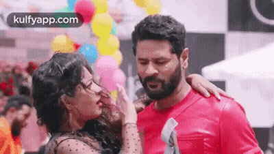 Woman Touching Man Face GIF